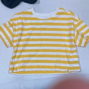 bright yellow striped crop top